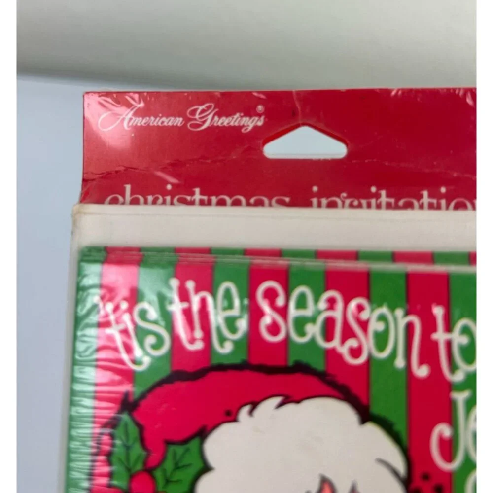 Vintage American Greetings Christmas Party Invitations Santa 8 Invitations